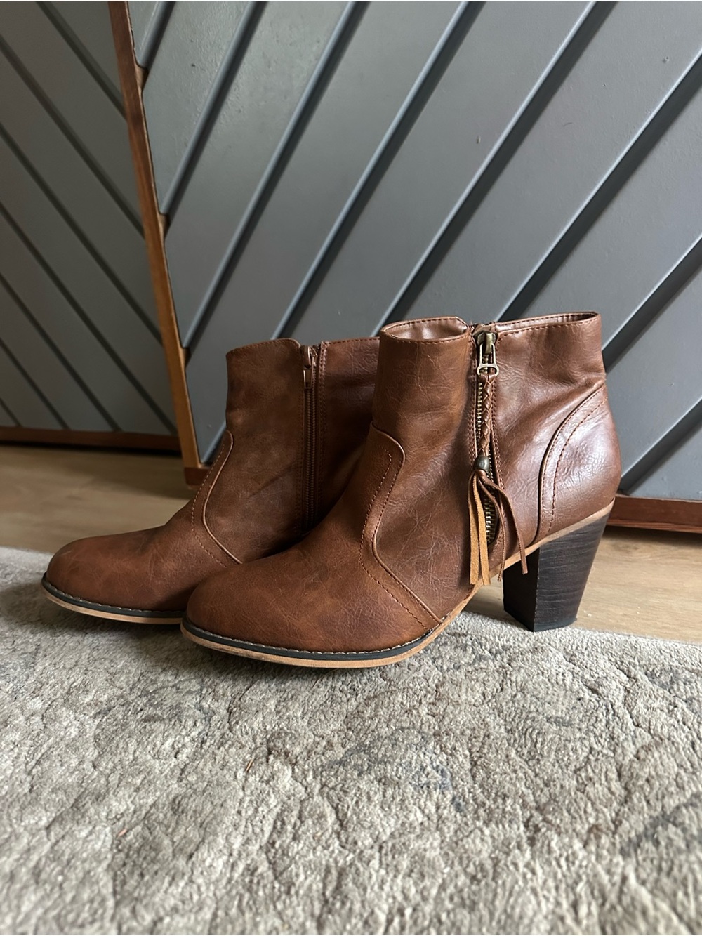 Classic Brown Leather Ankle Boot with Block Heel
